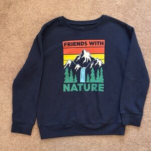 Friends With Nature Graphic Fleece Sweatshirt - navy